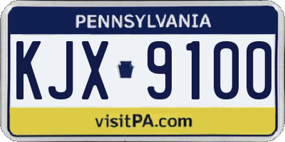 PA license plate KJX9100