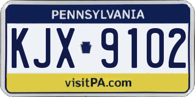 PA license plate KJX9102