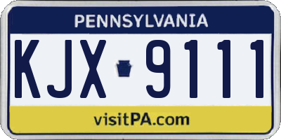 PA license plate KJX9111