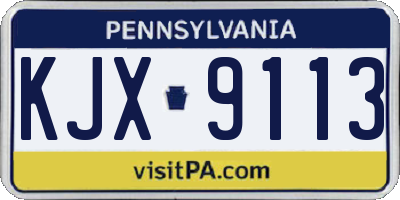 PA license plate KJX9113