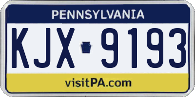 PA license plate KJX9193