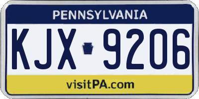 PA license plate KJX9206