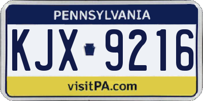PA license plate KJX9216