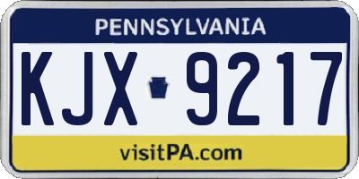 PA license plate KJX9217
