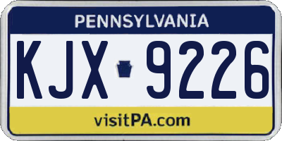 PA license plate KJX9226