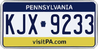 PA license plate KJX9233