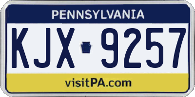 PA license plate KJX9257