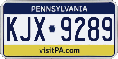 PA license plate KJX9289