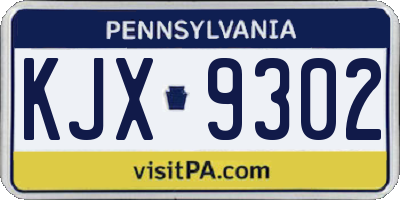 PA license plate KJX9302