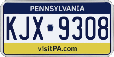 PA license plate KJX9308