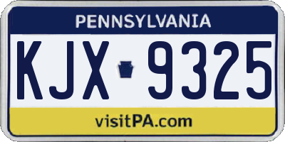 PA license plate KJX9325