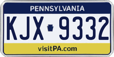 PA license plate KJX9332