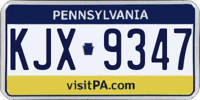 PA license plate KJX9347