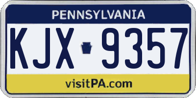 PA license plate KJX9357