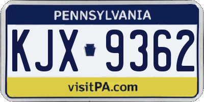 PA license plate KJX9362