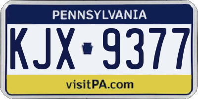 PA license plate KJX9377