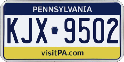 PA license plate KJX9502