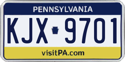 PA license plate KJX9701