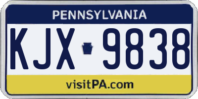 PA license plate KJX9838