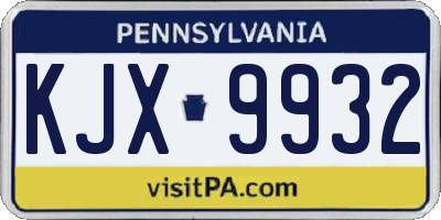 PA license plate KJX9932