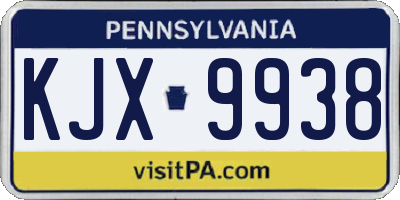 PA license plate KJX9938