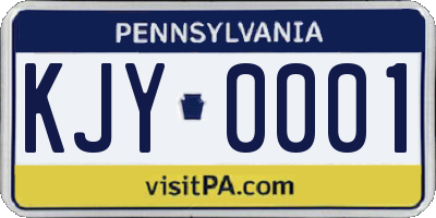 PA license plate KJY0001