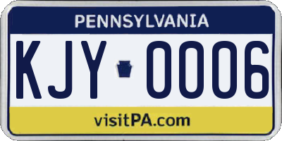PA license plate KJY0006