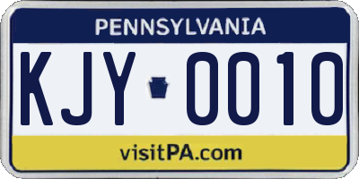 PA license plate KJY0010