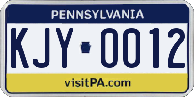 PA license plate KJY0012