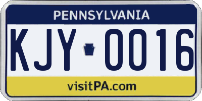 PA license plate KJY0016