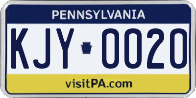 PA license plate KJY0020