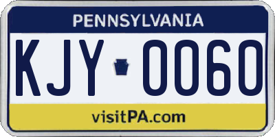 PA license plate KJY0060