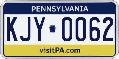 PA license plate KJY0062