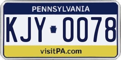 PA license plate KJY0078