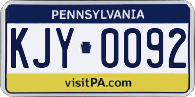 PA license plate KJY0092