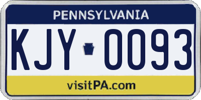 PA license plate KJY0093
