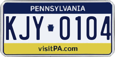 PA license plate KJY0104