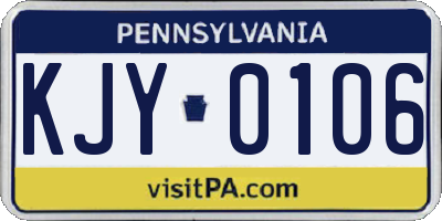 PA license plate KJY0106