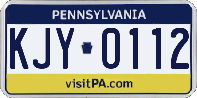 PA license plate KJY0112