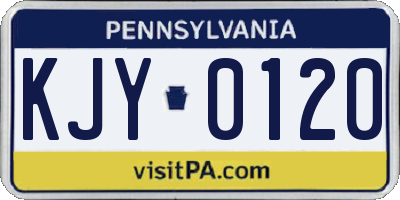 PA license plate KJY0120