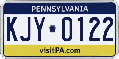 PA license plate KJY0122