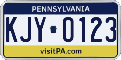 PA license plate KJY0123