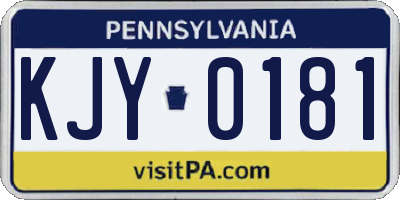 PA license plate KJY0181
