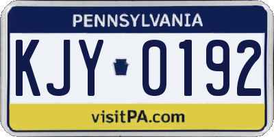 PA license plate KJY0192