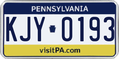 PA license plate KJY0193