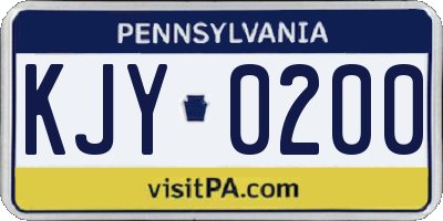 PA license plate KJY0200