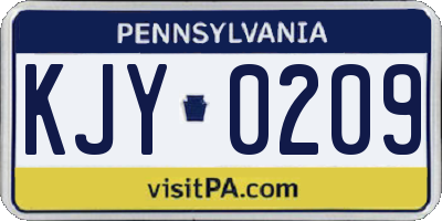 PA license plate KJY0209