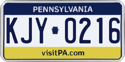 PA license plate KJY0216