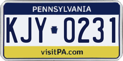 PA license plate KJY0231