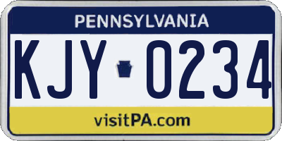 PA license plate KJY0234